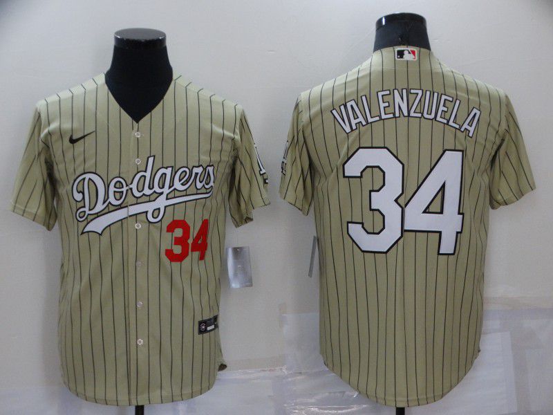 Men Los Angeles Dodgers #34 Valenzuela green Stripe Game Nike 2022 MLB Jersey